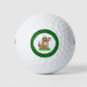 Goldendoedle Dog Play Golf (Red whmk2) Cute Fun Golfballen (Voorkant)