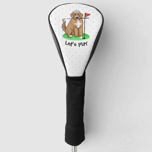 Goldendoedle Dog Play Golf (Red whmk2) Cute Fun Golfheadcover (Voorkant)
