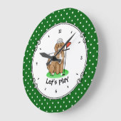 Goldendoedle Dog Play Golf (Red whmk2) Cute Fun Grote Klok (Hoek)