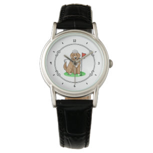 Goldendoedle Dog Play Golf (Red whmk2) Cute Fun Horloge