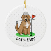 Goldendoedle Dog Play Golf (Red whmk2) Cute Fun Keramisch Ornament (Achterkant)