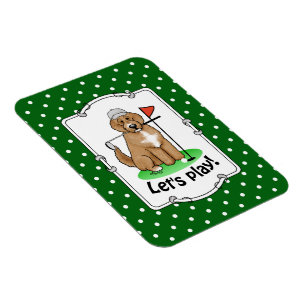 Goldendoedle Dog Play Golf (Red whmk2) Cute Fun Magneet