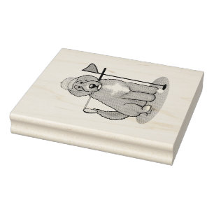 Goldendoedle Dog Play Golf (Red whmk2) Cute Fun Rubberstempel
