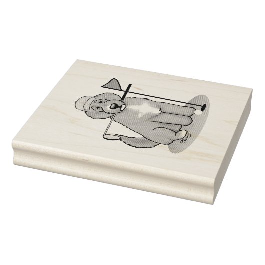 Goldendoedle Dog Play Golf (Red whmk2) Cute Fun Rubberstempel (Stempel)