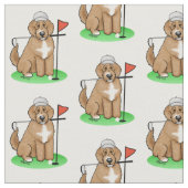 Goldendoedle Dog Play Golf (Red whmk2) Cute Fun Stof (Close Up)