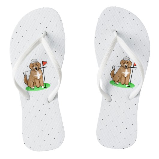 Goldendoedle Dog Play Golf (Red whmk2) Cute Fun Teenslippers (Voetbed)