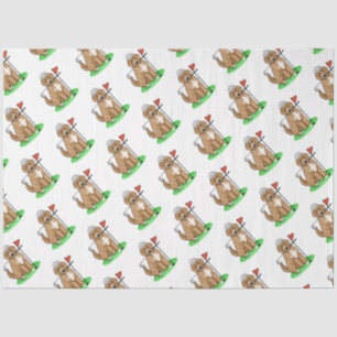 Goldendoedle Dog Play Golf (Red whmk2) Cute Fun Tissuepapier
