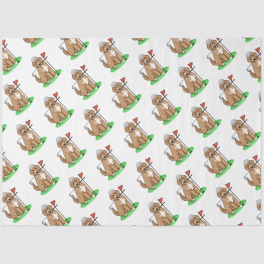 Goldendoedle Dog Play Golf (Red whmk2) Cute Fun Tissuepapier (Voorkant)