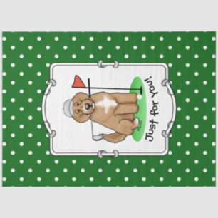 Goldendoedle Dog Play Golf (Red whmk2) Cute Fun Tissuepapier