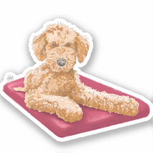 Goldendoedle Illustration Sticker van Deb Jeffrey (Voorkant)