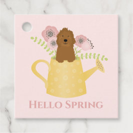 Goldendoedle in Watering Can Bedankjes Labels