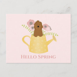 Goldendoedle in Watering Can Briefkaart