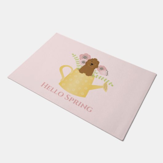 Goldendoedle in Watering Can Deurmat (Schuin)