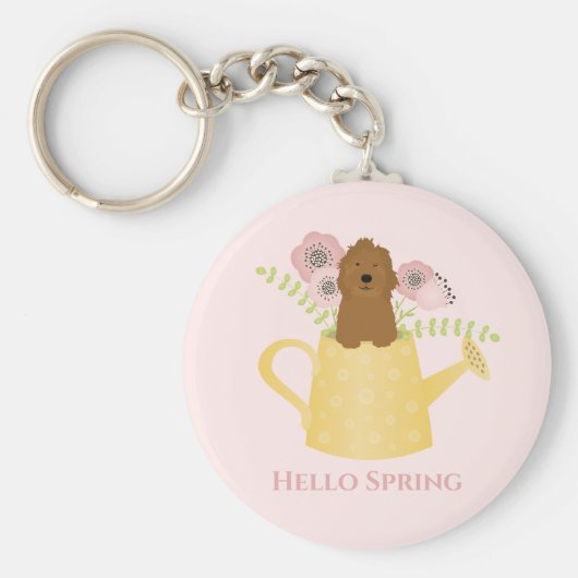 Goldendoedle in Watering Can Sleutelhanger (Voorkant)