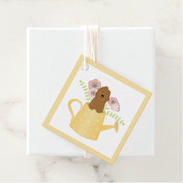 Goldendoedle in Watering Can Yellow Bedankjes Labels