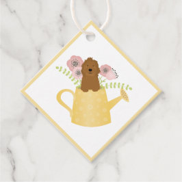 Goldendoedle in Watering Can Yellow Bedankjes Labels