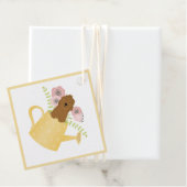 Goldendoedle in Watering Can Yellow Bedankjes Labels (In situ)