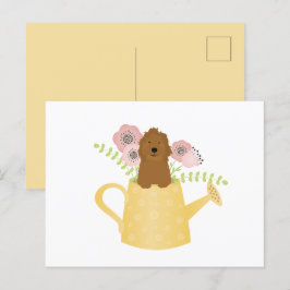 Goldendoedle in Watering Can Yellow Briefkaart