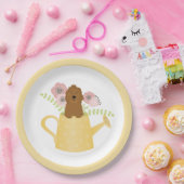 Goldendoedle in Watering Can Yellow Papieren Bordje (Feest)