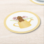 Goldendoedle in Watering Can Yellow Ronde Kartonnen Onderzetter (Gebogen)