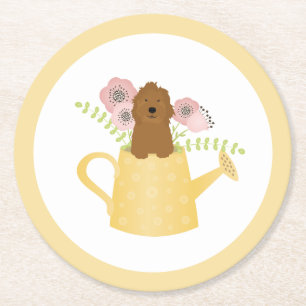 Goldendoedle in Watering Can Yellow Ronde Kartonnen Onderzetter