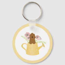 Goldendoedle in Watering Can Yellow Sleutelhanger