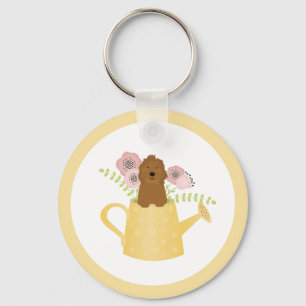 Goldendoedle in Watering Can Yellow Sleutelhanger