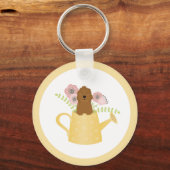 Goldendoedle in Watering Can Yellow Sleutelhanger (Voorkant)