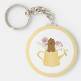 Goldendoedle in Watering Can Yellow Sleutelhanger