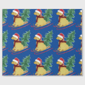 Goldendoedle met kersttong Blue Wrapping Paper Cadeaupapier (Vlak)