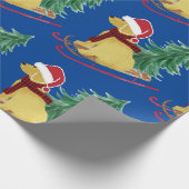 Goldendoedle met kersttong Blue Wrapping Paper Cadeaupapier (Hoek)