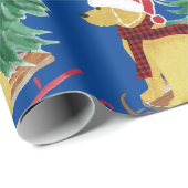 Goldendoedle met kersttong Blue Wrapping Paper Cadeaupapier (Rol Hoek)