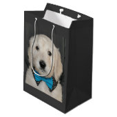 Goldendoedle puppy in een cadeautas voor stropdas (Achterkant Gekanteld)