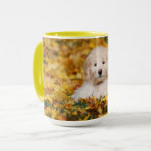 Goldendoedle Puppy in Fall Leaves Mok (Voorkant links)