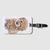 Goldendoedle Puppy met sneeuw op gezicht Bagagelabel (Voorkant (horizontaal))