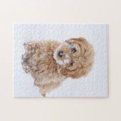 Goldendoedle Puppy met sneeuw op gezicht Legpuzzel (Horizontaal)