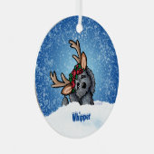 Goldendoedle Reindekerst Metalen Ornament (Voorkant Rechts)