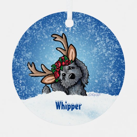 Goldendoedle Reindekerst Metalen Ornament (Voorkant)