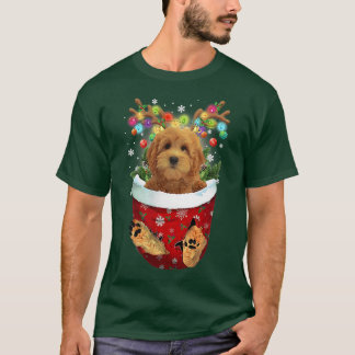 Goldendoedle Snow Pocket Dogs-kerstzakje T-shirt