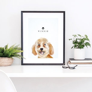 Goldendoedle Waterverf Illustration Dog's Name Poster