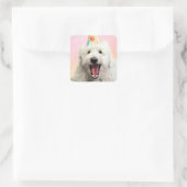 Goldendoele met Pet Vierkante Sticker (Tas)