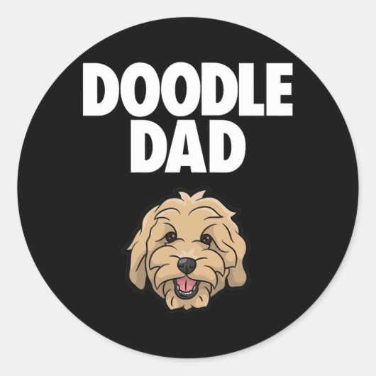 Goldendole Dad Doodle Dad Golden Doodle Dog Ronde Sticker (Voorkant)