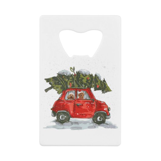 Goldendole die met een rode vrachtwagen rondloopt creditkaart flessenopener (Voorkant)