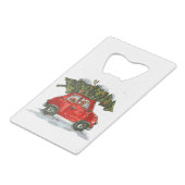 Goldendole die met een rode vrachtwagen rondloopt creditkaart flessenopener (Voorkant Gekanteld)