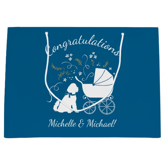 Goldendole Dog Baby shower Boy Blue Groot Cadeauzakje (Voorkant)