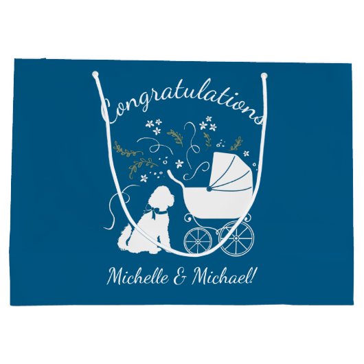 Goldendole Dog Baby shower Boy Blue Groot Cadeauzakje (Achterkant)