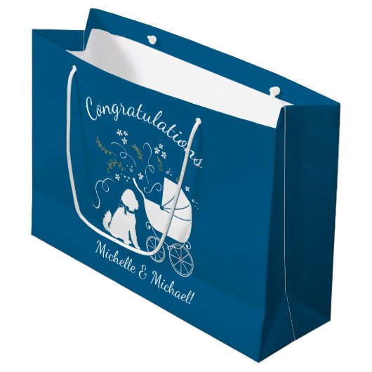 Goldendole Dog Baby shower Boy Blue Groot Cadeauzakje (Voorkant Gekanteld)