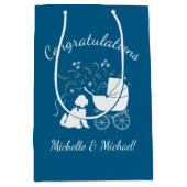 Goldendole Dog Baby shower Boy Blue Medium Cadeauzakje (Voorkant)