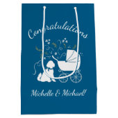 Goldendole Dog Baby shower Boy Blue Medium Cadeauzakje (Achterkant)