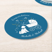 Goldendole Dog Baby shower Boy Blue Ronde Kartonnen Onderzetter (Gebogen)